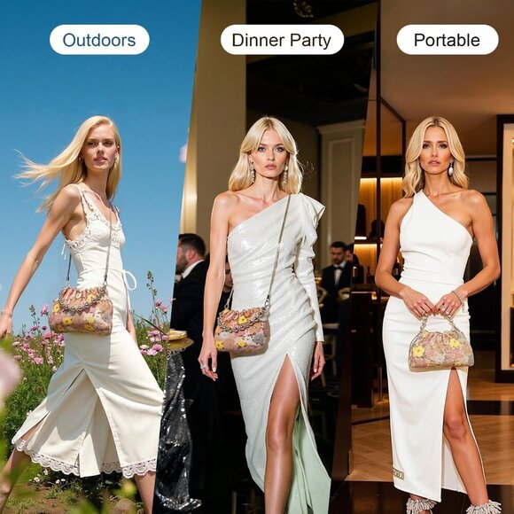 Sparkling Sequin Flower Mini Handbag - Perfect Clutch for Parties and Dates - Picture 5 of 5